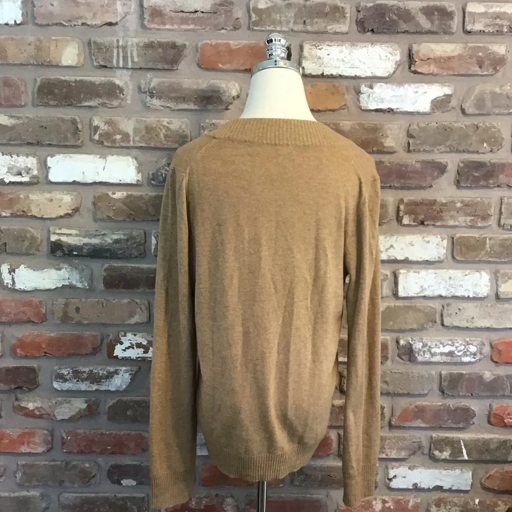 J.CREW Women’s Big Button V-neck Cashmere Wool Camel Pullover Sweater M